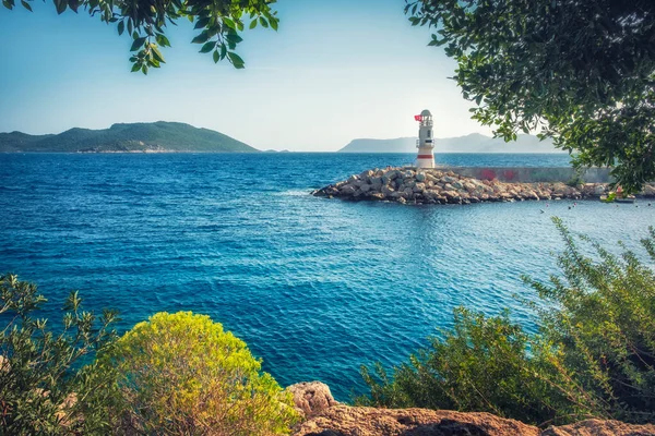 Türkiye 'nin Antalya ilinin Kas ilçesinde deniz feneri