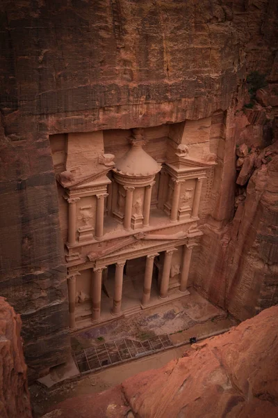 Famoso Tesoro Petra Jordania Vista Superior — Foto de Stock