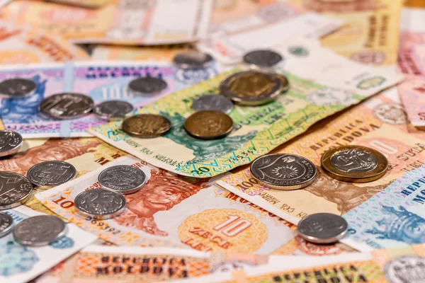Moldovai Lej Összetétele Mdl Bankjegyek Érmék Kiváló Lehetőségeket Nyújtanak Arra — Stock Fotó