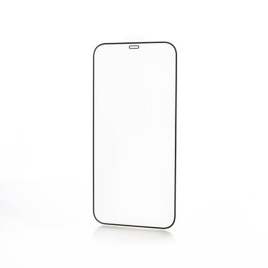 Beyaz arka planda modern akıllı telefon için koruyucu cam.