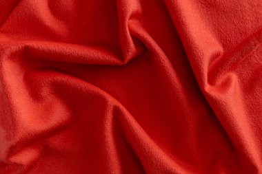 Üst görünüm kırmızı postun buruşuk yüzeyi, arka plan, doku