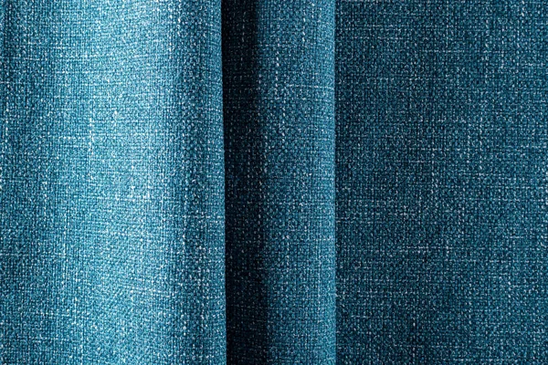 Tecido Estofamento Denso Azul Brilhante Com Uma Textura Linho Pregas — Fotografia de Stock