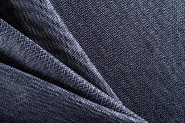 Tissu Ameublement Dense Bleu Foncé Draperie Plissée — Photo