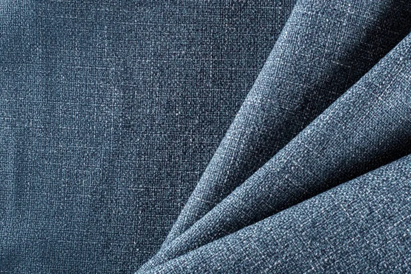 Dense Upholstery Fabric Pale Blue Linen Texture Drapery Folds Background Stock Photo