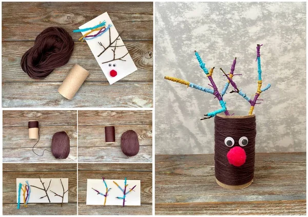 Christmas Deer Children Simple Crafts — Stockfoto