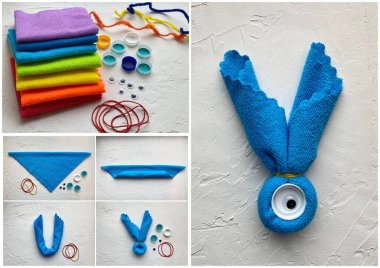 Hayalet kumaştan yapılmış, çocuklar için usta sınıfı mikrofiber kumaştan nasıl canavar yapılacağı.