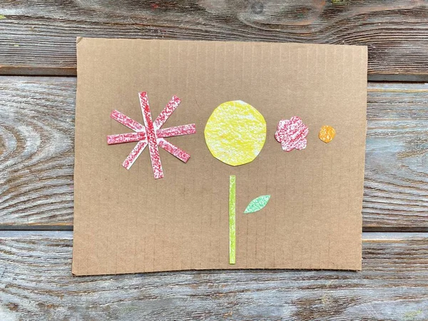Шаг Шагом Сделать Цветок Бумаги Картона Дети Ремесла — стоковое фото
