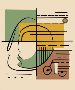 Renkli arkaplan, zeytin, kahverengi, bisiklet görüntüsü oluşturan çizgiler