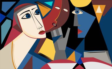 Colorful background, cubism art style,abstracts portraits