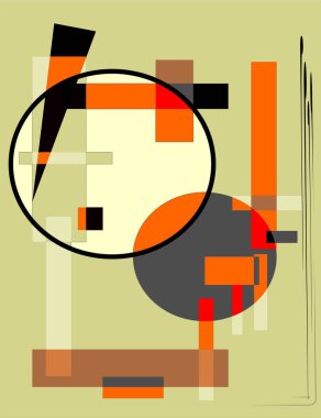 Soyut bej arkaplan, süslü geometrik ve eğri şekiller, dışavurumculuk sanat tarzı