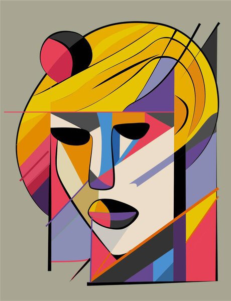 Colorful background, cubism art style,abstract portrait