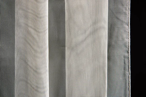 闭合窗帘或窗帘面料纹理样品在彩色图表中 纺织品白色色调的防晒功能 家庭或办公室 内部材料选择 — 图库照片