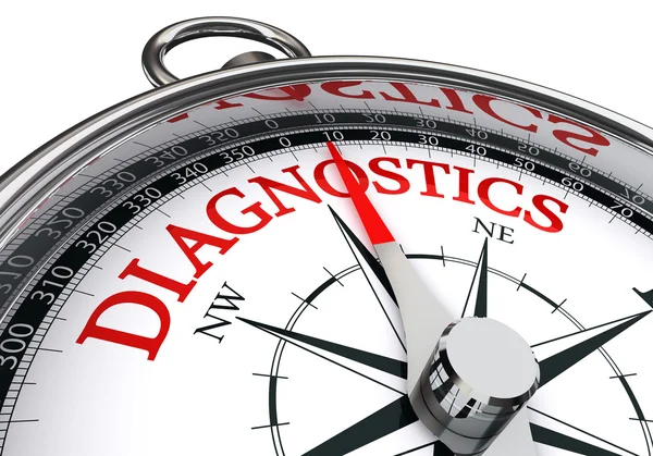 Diagnostics red word on conceptual compass — Stock Photo, Image