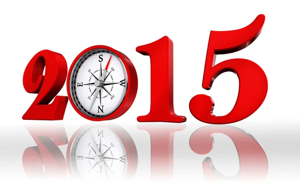 Jahreszahl 2015 mit Kompass — Stockfoto