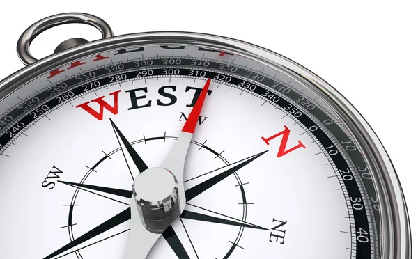 Slovo na západ podle kompasu — Stock fotografie