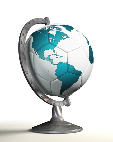 Футбольний м'яч настільний глобус з американським континентом — стокове фото