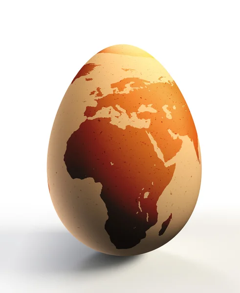 Africa and europe map on chicken egg — Stock Photo, Image