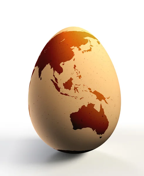 Australia and asia continent on chicken egg — Stock Photo, Image