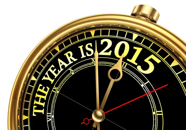 这一年是 2015年黄金概念时钟 — 图库照片