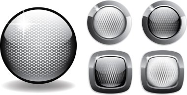 boş web düğmeleri stil parlak metal siyah beyaz net 