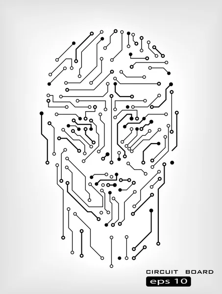 Silueta de cabeza humana de circuito digital — Archivo Imágenes Vectoriales