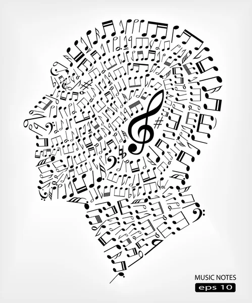 Music notes abstract vector head — Stock Vector