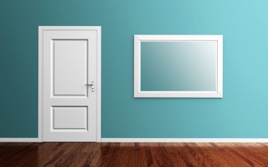İç kapı ve resim çerçeve 3d render ile