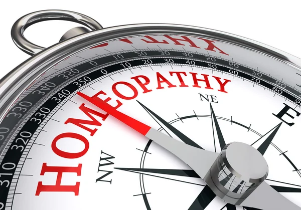 Homeopati röda ord om konceptet kompass — Stockfoto