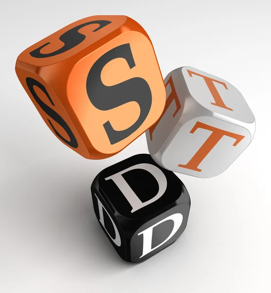 DST (Doenças Sexualmente Transmissíveis) cubos de caixa — Fotografia de Stock