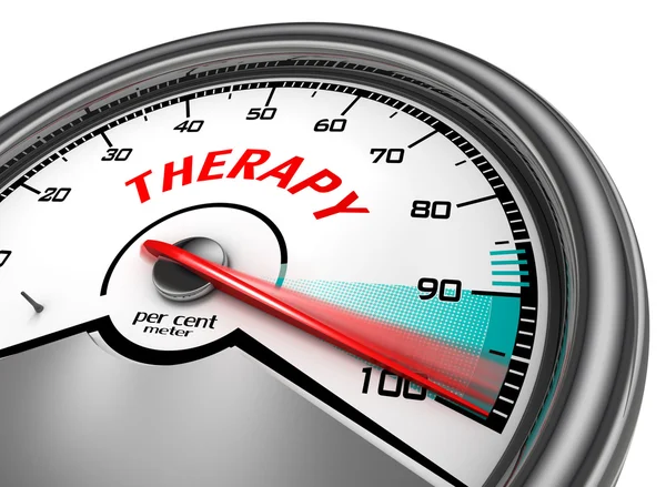 Successful therapy conceptual meter with red word therapy — Stock Photo, Image