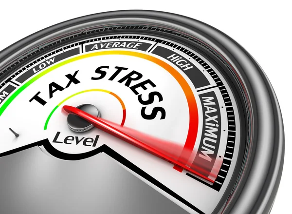 Tax stress level to maximum modern conceptual meter — Stock Photo, Image