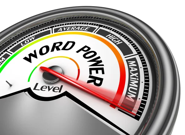 Word power level conceptual meter indicate maximum — Stock Photo, Image