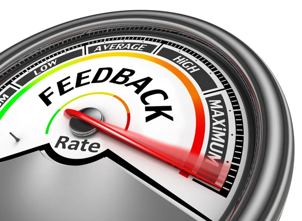 Feedback percentage conceptuele meter geven maximale — Stockfoto