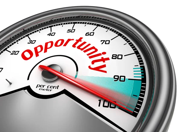 Opportunity conceptual meter indicate hundred per cent — Stock Photo, Image