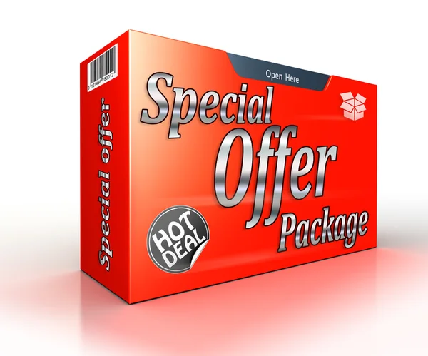Special offer package concept red advertisement — Stock Photo, Image