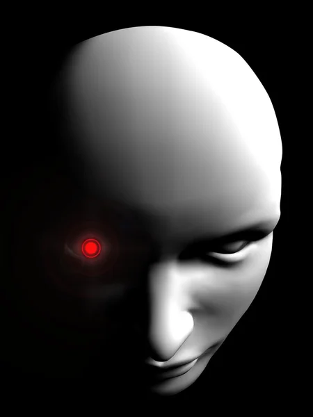 Θυμωμένος ρομπότ ανθρώπινο πρόσωπο πρόσωπο — Φωτογραφία Αρχείου