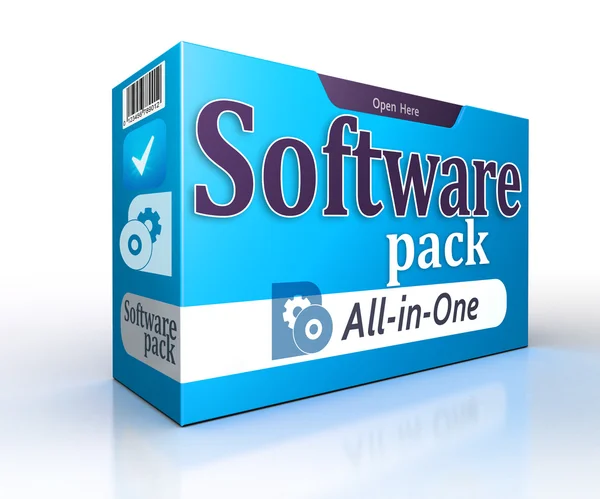 Software blue pack concept on white background — Stock Photo, Image