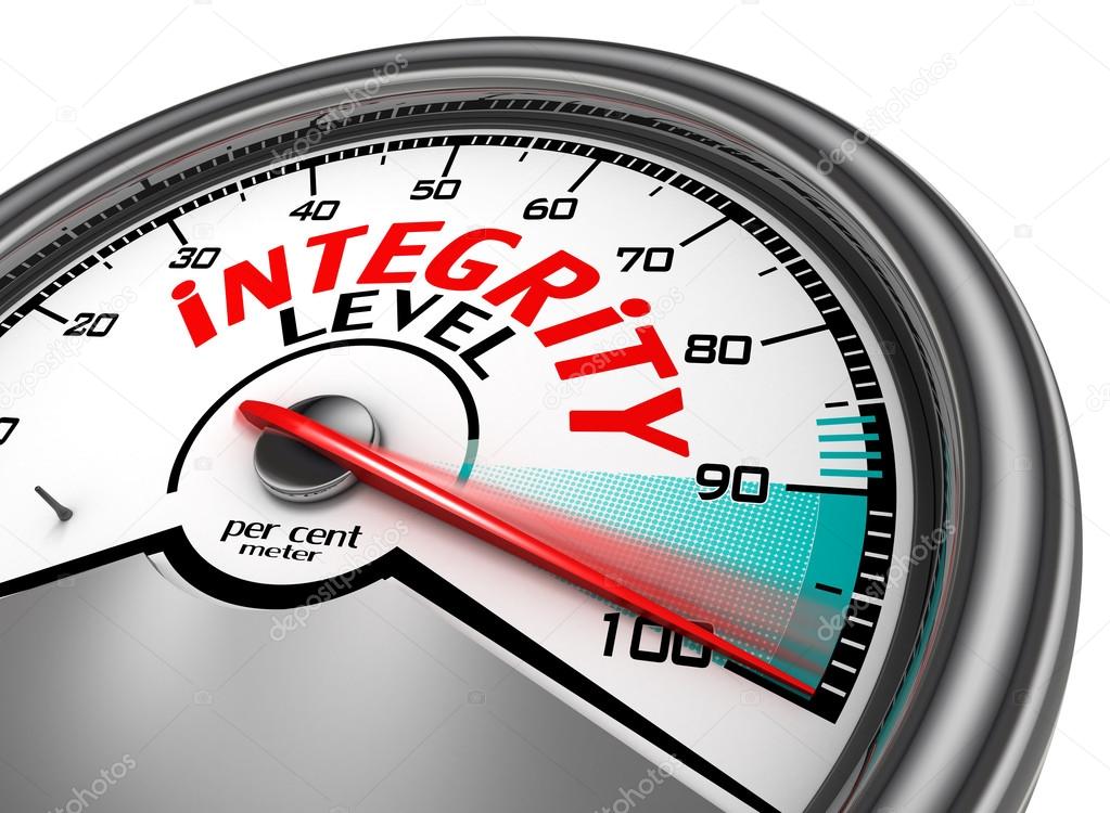 integrity level conceptual meter indicate hundred per cent