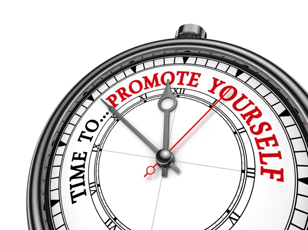 Time to promote yourself motivation on concept clock — Stock Photo, Image