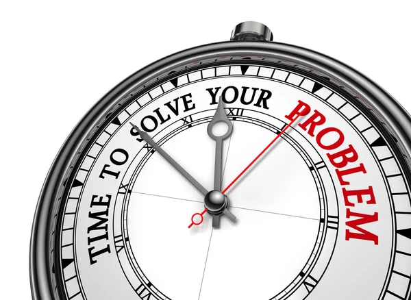 Время для решения вашей проблемы мотивационное сообщение на концептуальных часах — стоковое фото