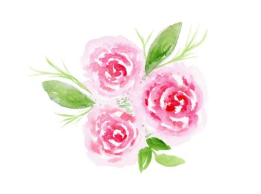 Yumuşak desenli suluboya pembe çiçek buketi