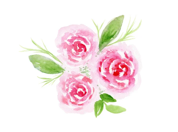 Tender textured watercolor pink floral bouquet