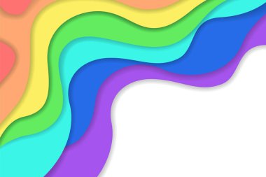 Soyut dalgalı gökkuşağı renkleri kağıt kesme arkaplanı