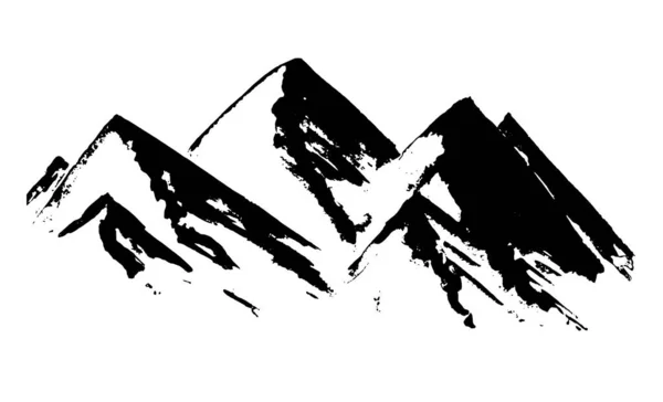 Nero strutturato cinese inchiostro montagne illustrazione — Vettoriale Stock