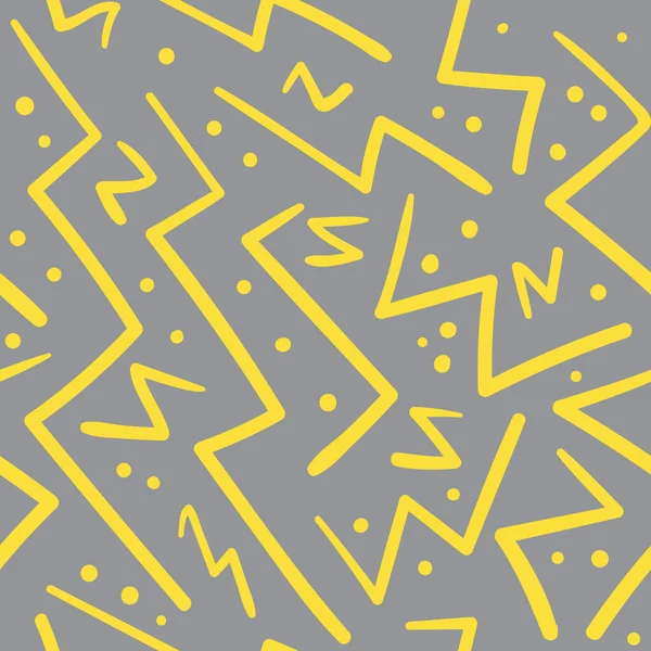 灰色和黄色混乱的锯齿状带圆点图案 — 图库矢量图片
