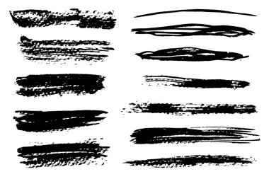 İzole edilmiş siyah desenli fırça darbeleri