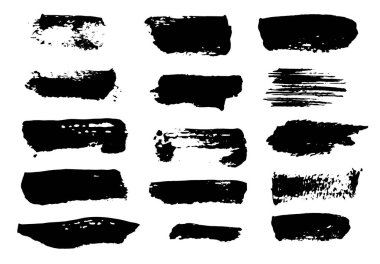 İzole edilmiş siyah desenli fırça darbeleri koleksiyonu