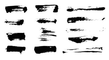 Ayrı siyah desenli fırça darbeleri seti