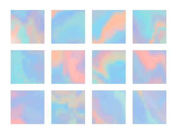 Ensemble de fond bleu vif et rose hologramme — Image vectorielle