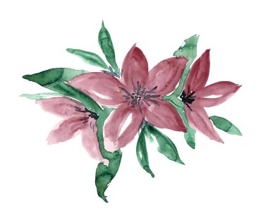 Yapraklı suluboya kestane çiçekleri